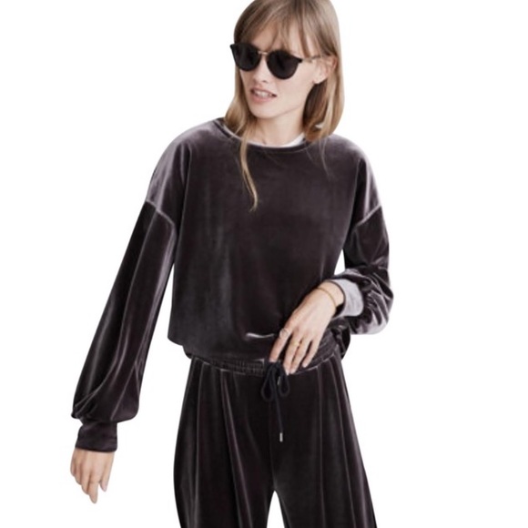 Madewell Velvet Balloon-Sleeve Sweatshirt - Picture 5 of 7